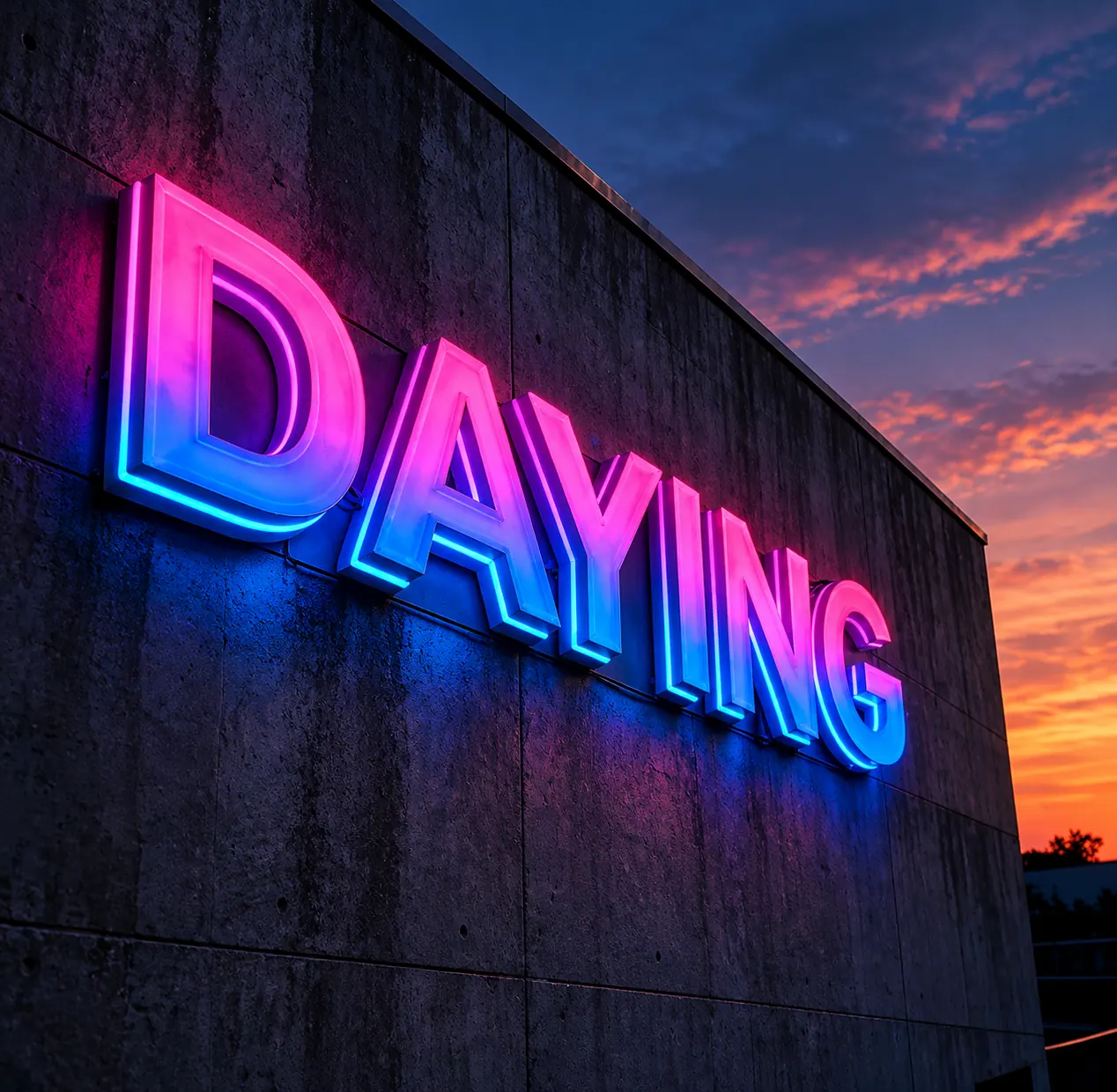 Pink and blue dimensional illuminated letters